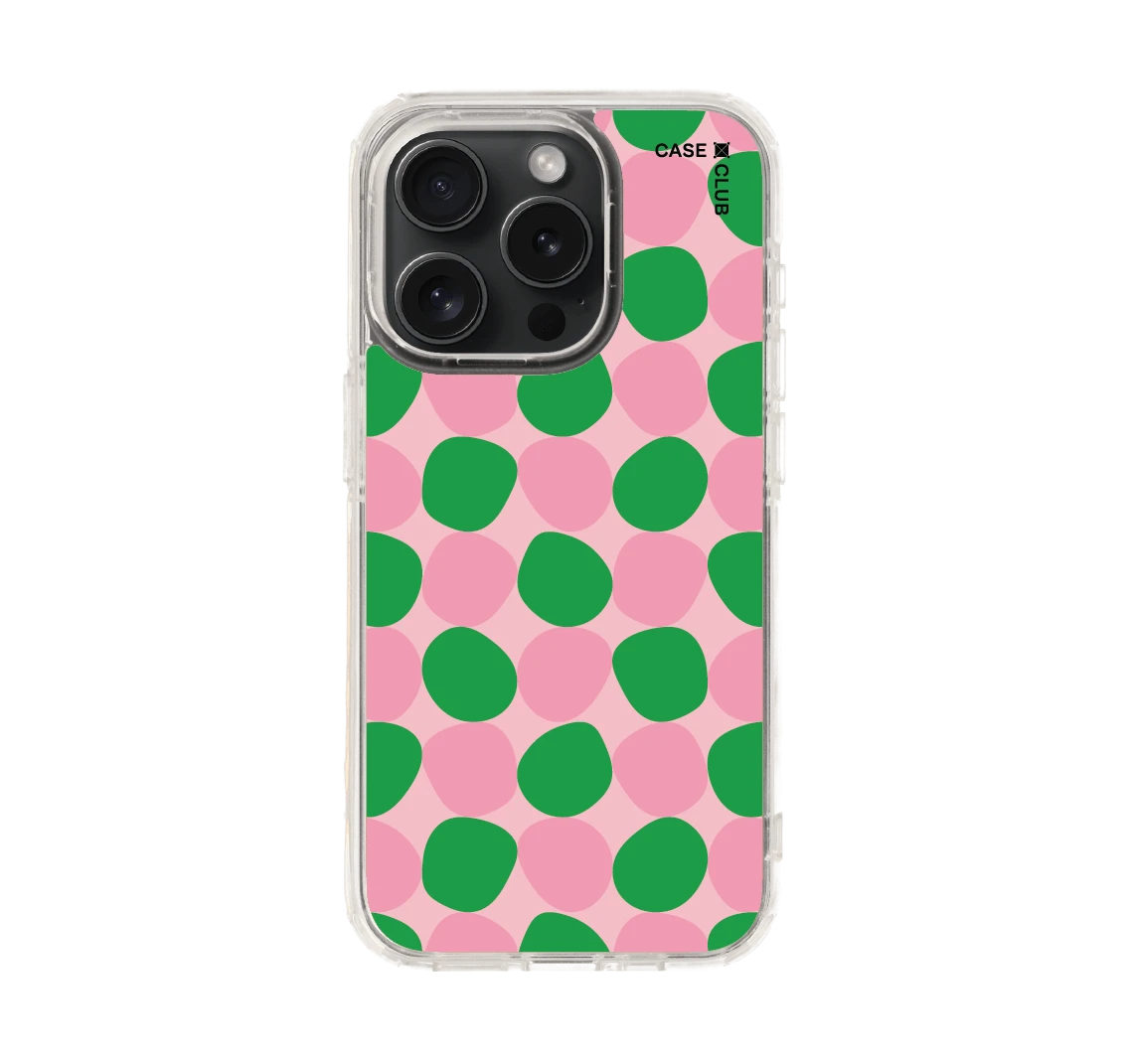 ลาย dot จุดสีเขียวชมพู